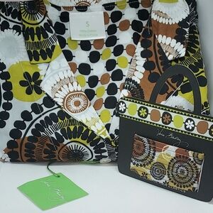 Vera Bradley Pajama Night Shirt And Hair Ties Set ~Small~Coca Moss